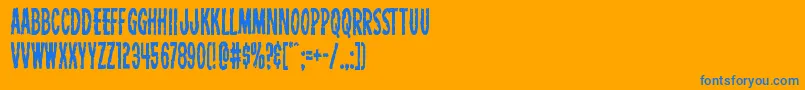 Carnivalcorpsecond-Schriftart – Blaue Schriften auf orangefarbenem Hintergrund