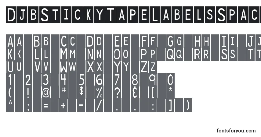 A fonte DjbStickyTapeLabelsSpaced – alfabeto, números, caracteres especiais