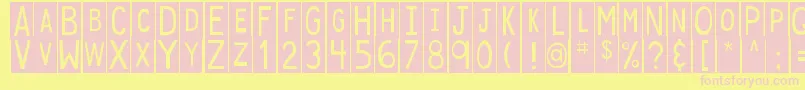 DjbStickyTapeLabelsSpaced Font – Pink Fonts on Yellow Background