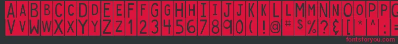 DjbStickyTapeLabelsSpaced Font – Red Fonts on Black Background