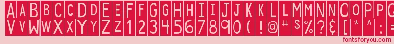 フォントDjbStickyTapeLabelsSpaced – ピンクの背景に赤い文字