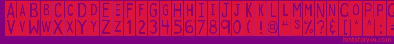 DjbStickyTapeLabelsSpaced Font – Red Fonts on Purple Background