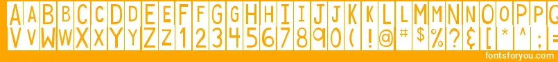 More about DjbStickyTapeLabelsSpaced Font DjbStickyTapeLabelsSpaced Font – White Fonts on Orange Background
