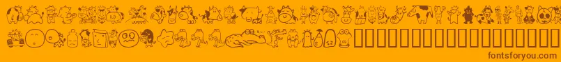 Sakabeanimal03-fontti – ruskeat fontit oranssilla taustalla