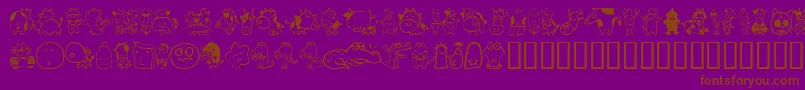 Sakabeanimal03-Schriftart – Braune Schriften auf violettem Hintergrund