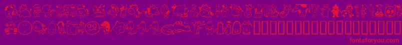 Sakabeanimal03-Schriftart – Rote Schriften auf violettem Hintergrund