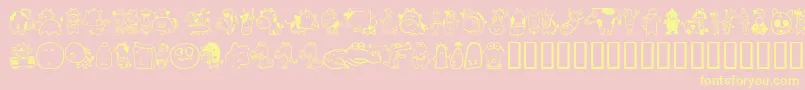 Sakabeanimal03-Schriftart – Gelbe Schriften auf rosa Hintergrund