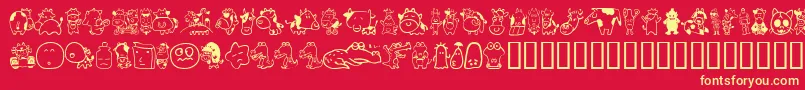 Sakabeanimal03 Font – Yellow Fonts on Red Background