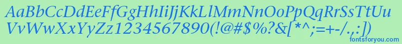 StoneserifstdMediumitalic Font – Blue Fonts on Green Background