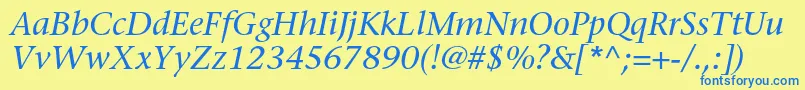 Czcionka StoneserifstdMediumitalic – niebieskie czcionki na żółtym tle