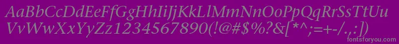 StoneserifstdMediumitalic-Schriftart – Graue Schriften auf violettem Hintergrund