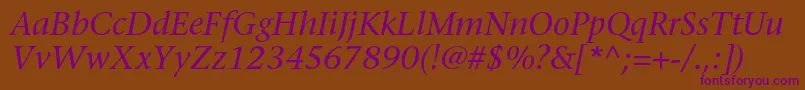 フォントStoneserifstdMediumitalic – 紫色のフォント、茶色の背景