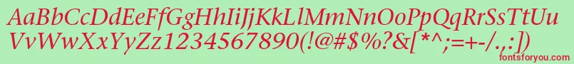 StoneserifstdMediumitalic Font – Red Fonts on Green Background