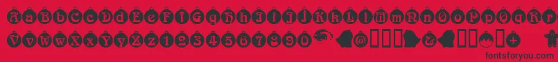 Christbaumkugeln-Schriftart – Schwarze Schriften auf rotem Hintergrund