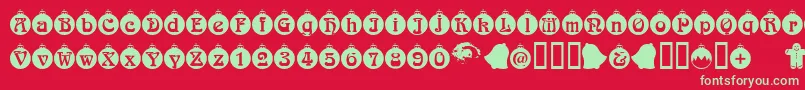 Christbaumkugeln-fontti – vihreät fontit punaisella taustalla