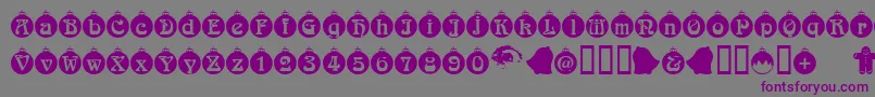 Christbaumkugeln-Schriftart – Violette Schriften auf grauem Hintergrund