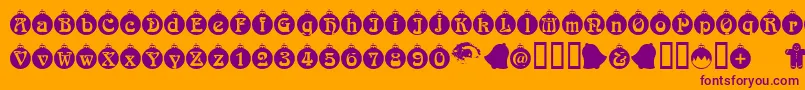 Fonte Christbaumkugeln – fontes roxas em um fundo laranja