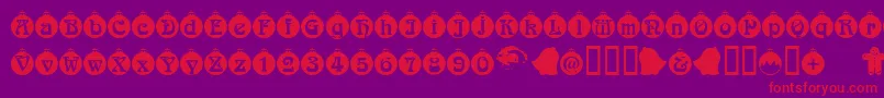 Christbaumkugeln-Schriftart – Rote Schriften auf violettem Hintergrund