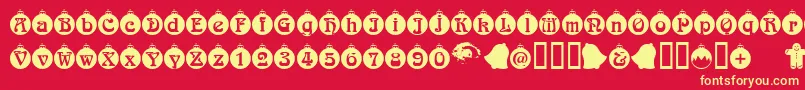 fuente Christbaumkugeln – Fuentes Amarillas Sobre Fondo Rojo