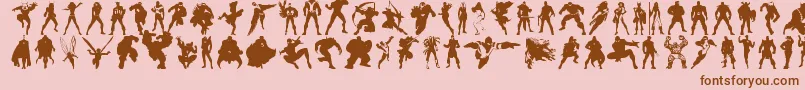 Fonte Heroesassembledings – fontes marrons em um fundo rosa