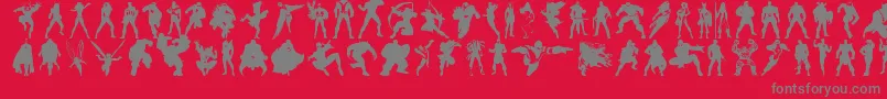 フォントHeroesassembledings – 赤い背景に灰色の文字