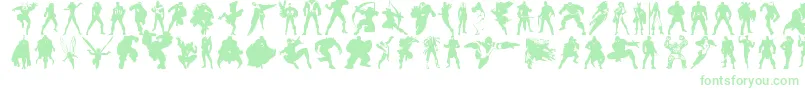 Heroesassembledings-Schriftart – Grüne Schriften auf weißem Hintergrund