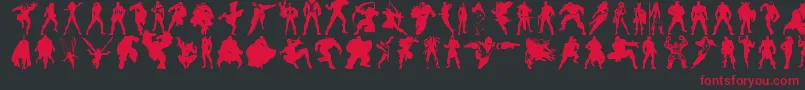 フォントHeroesassembledings – 黒い背景に赤い文字