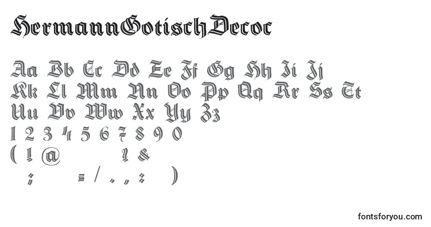 HermannGotischDecoc-fontti – aakkoset, numerot, erikoismerkit