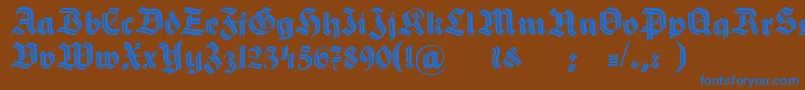 フォントHermannGotischDecoc – 茶色の背景に青い文字