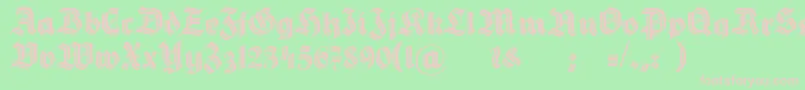 HermannGotischDecoc-fontti – vaaleanpunaiset fontit vihreällä taustalla