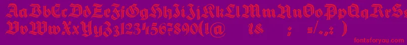 フォントHermannGotischDecoc – 紫の背景に赤い文字