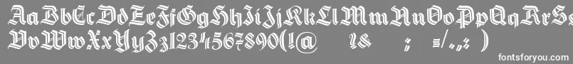 HermannGotischDecoc-fontti – valkoiset fontit harmaalla taustalla