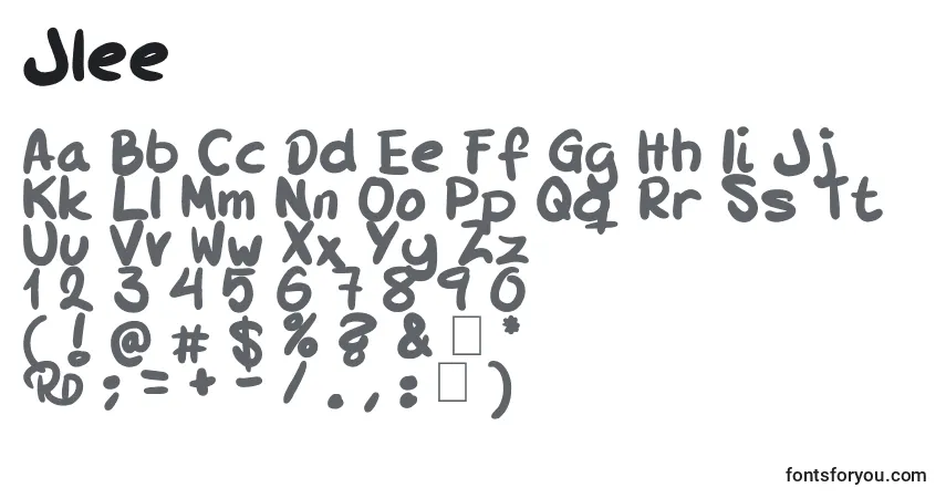 A fonte Jlee – alfabeto, números, caracteres especiais
