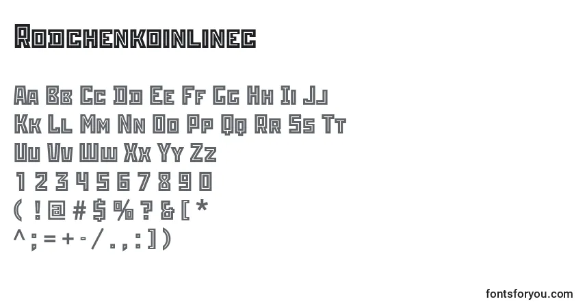 A fonte Rodchenkoinlinec – alfabeto, números, caracteres especiais