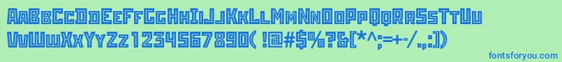 Rodchenkoinlinec-Schriftart – Blaue Schriften auf grünem Hintergrund
