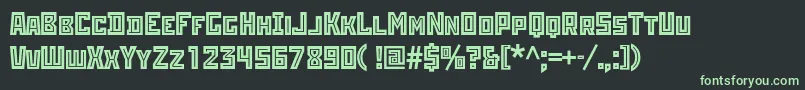 フォントRodchenkoinlinec – 黒い背景に緑の文字
