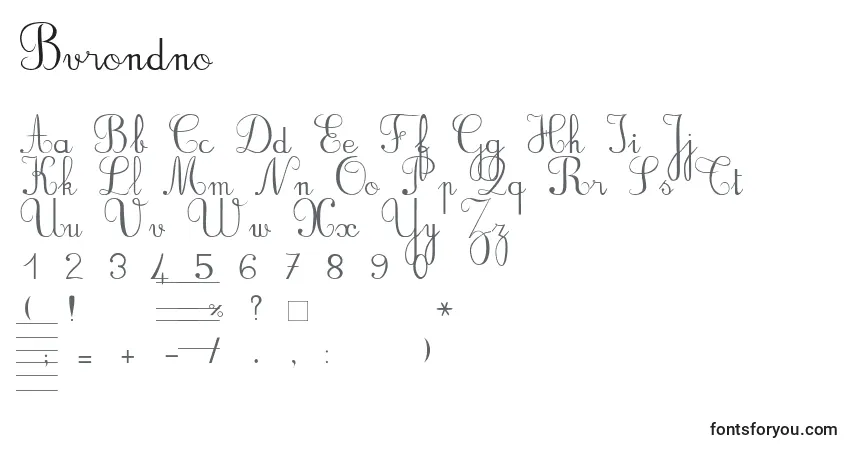 Schriftart Bvrondno – Alphabet, Zahlen, spezielle Symbole