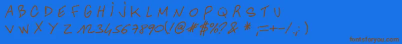 AnotherHandOfCre Font – Brown Fonts on Blue Background