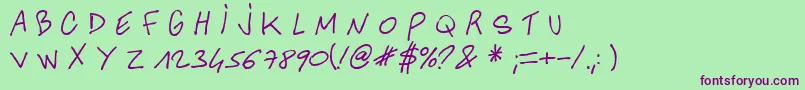 AnotherHandOfCre Font – Purple Fonts on Green Background