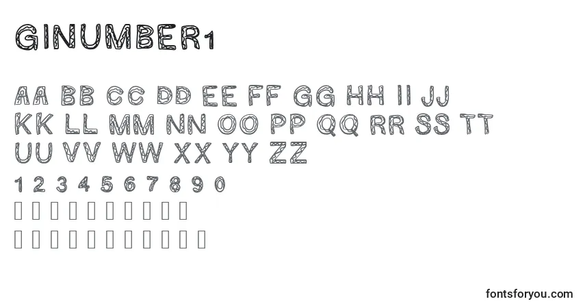 Ginumber1フォント–アルファベット、数字、特殊文字