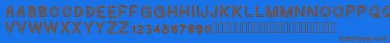 Ginumber1-Schriftart – Braune Schriften auf blauem Hintergrund