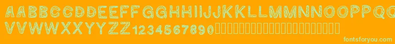 Ginumber1-fontti – vihreät fontit oranssilla taustalla