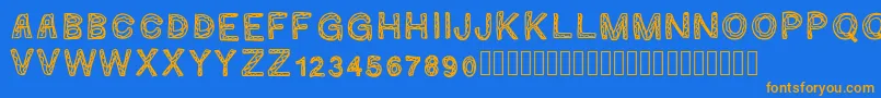 フォントGinumber1 – オレンジ色の文字が青い背景にあります。