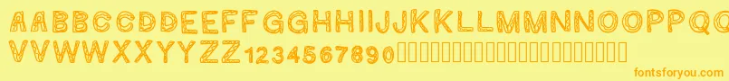 フォントGinumber1 – オレンジの文字が黄色の背景にあります。