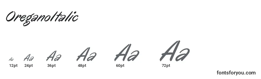 OreganoItalic Font Sizes