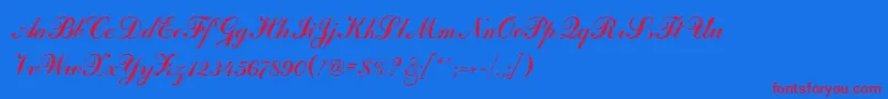 Art-Schriftart – Rote Schriften auf blauem Hintergrund