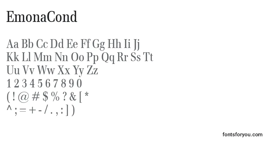 Schriftart EmonaCond – Alphabet, Zahlen, spezielle Symbole