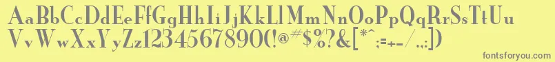 Neworder-fontti – harmaat kirjasimet keltaisella taustalla