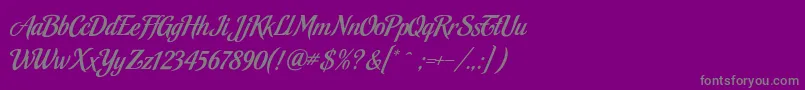 MalbeckRegular-fontti – harmaat kirjasimet violetilla taustalla