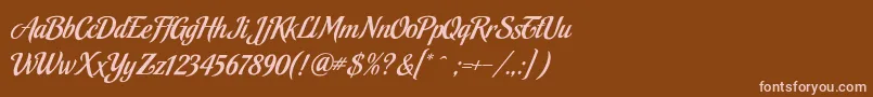 MalbeckRegular-fontti – vaaleanpunaiset fontit ruskealla taustalla